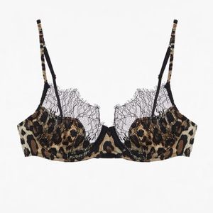 NWT Zara silk bra leopard pattern lace detail